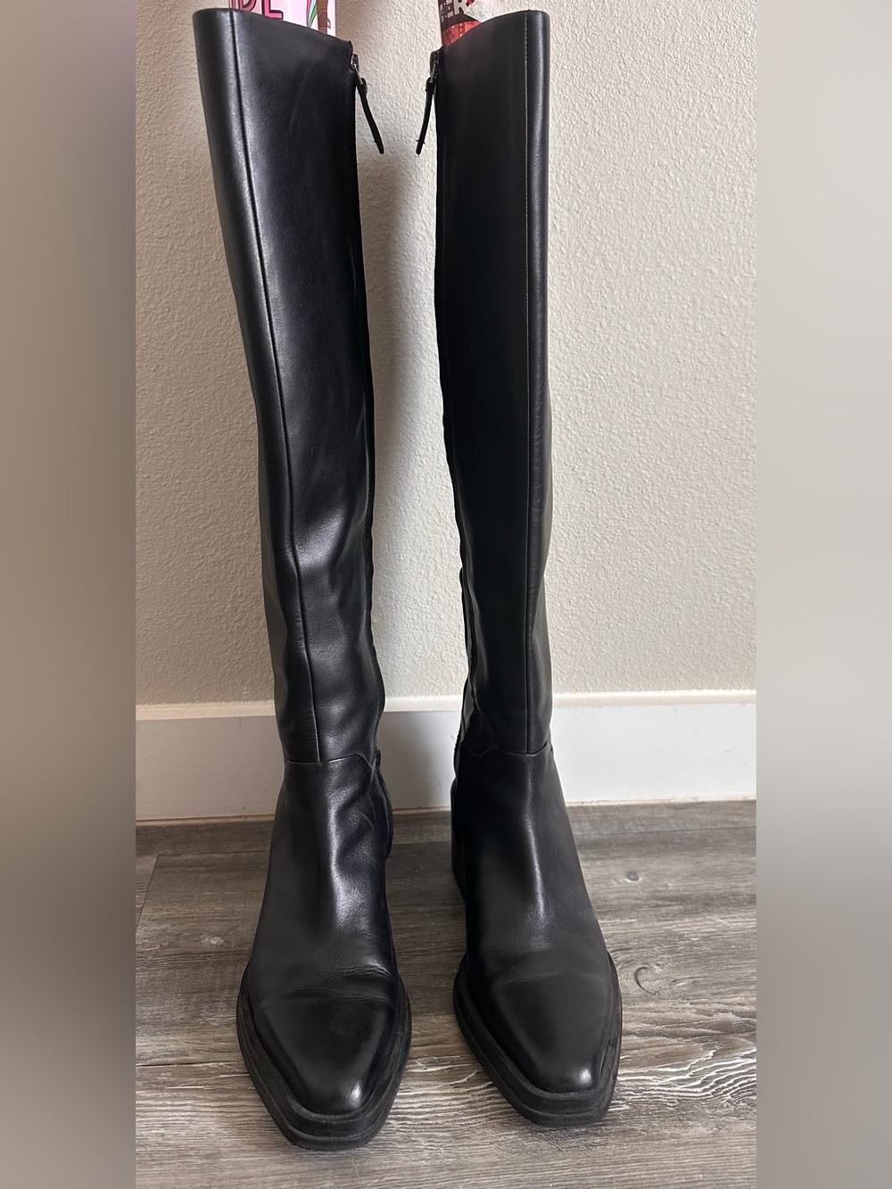 Franco Sarto Black Over-the-Knee Leather Boots